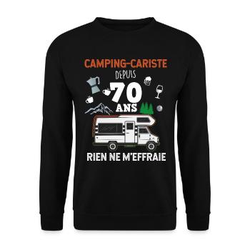 Camping- car camping-cariste depuis 70 ans - Sweat-shirt Unisexe - noir - Devant - Alina (178cm) & Michal (187cm)