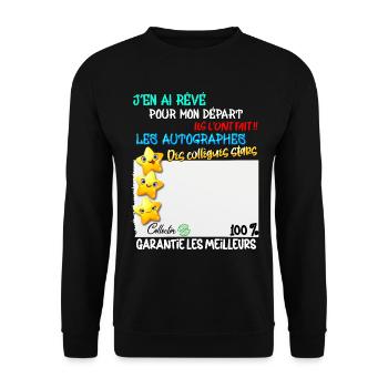 Humour Départ Collègue Signatures Collector - Sweat-shirt Unisexe - noir - Devant - Alina (178cm) & Michal (187cm)
