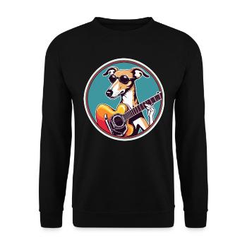 Whippet Dog in Sunglasses Playing Guitar - Unisex Sweatshirt - black - Front - Alina (178cm) & Michal (187cm)