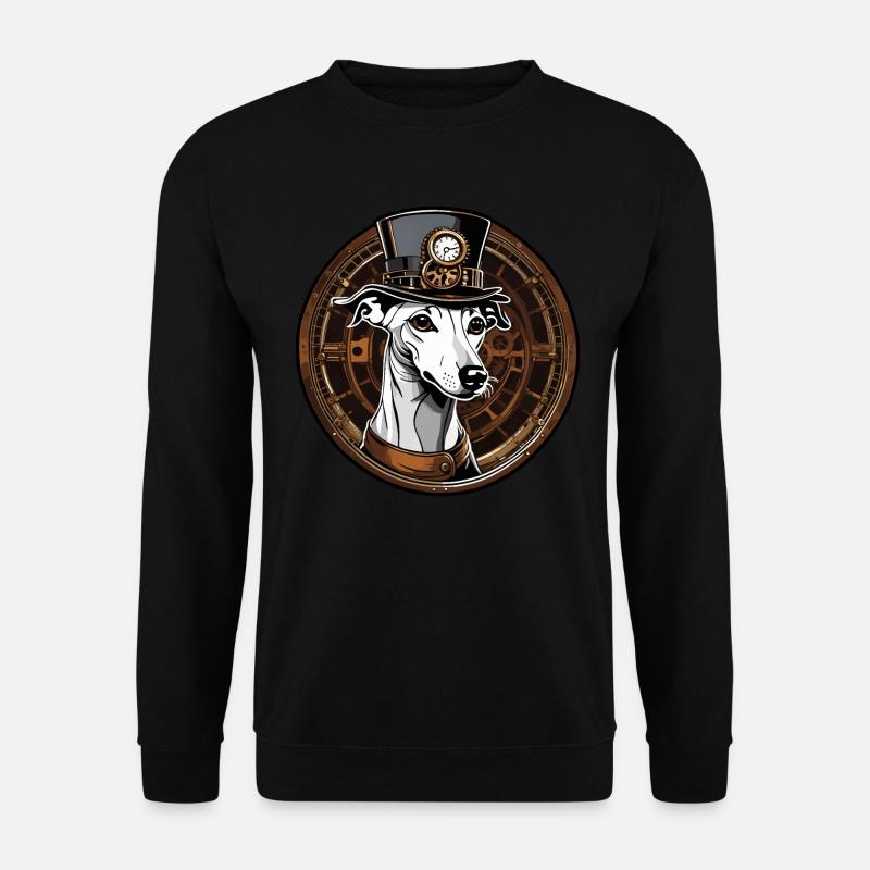 Steampunk Whippet in a Top Hat - Unisex Sweatshirt - black