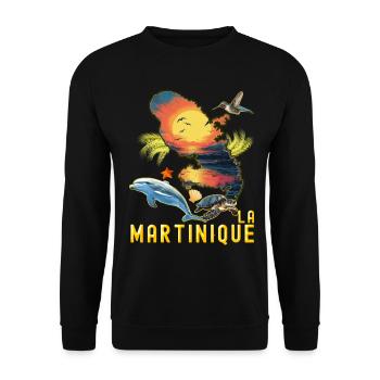 Martinique Dauphin Tropical Et Tortue Marine - Sweat-shirt Unisexe - noir - Devant - Alina (178cm) & Michal (187cm)