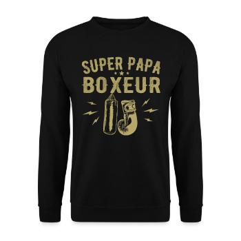 Super Papa Boxeur Père Papa Boxe - Cadeau Boxeur - Sweat-shirt Unisexe - noir - Devant - Alina (178cm) & Michal (187cm)