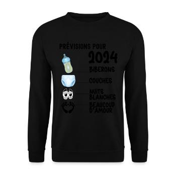 Prognosen für 2024 Mama und werdender Vater - Unisex Pullover - Schwarz - Vorne - Alina (178cm) & Michal (187cm)