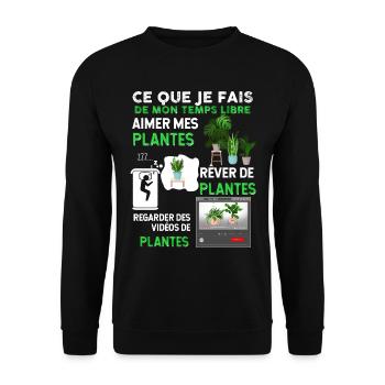 Green Plant Flower Garden Indoor - Unisex Sweatshirt - black - Front - Alina (178cm) & Michal (187cm)