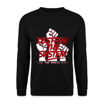 Destroy the System- Graffiti - TAKE THE POWER BACK - Unisex Sweatshirt - black - Front - Alina (178cm) & Michal (187cm)