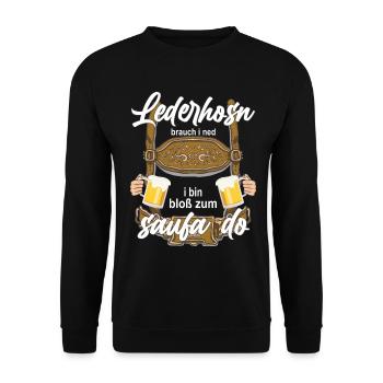 Bayrische Tracht Volksfest Lederhosn brauch i net - Unisex Pullover - Schwarz - Vorne - Alina (178cm) & Michal (187cm)