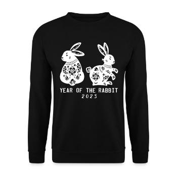 Happy Chinese New Year 2023 Year of the Rabbit - Unisex Sweatshirt - black - Front - Alina (178cm) & Michal (187cm)