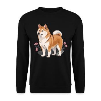 Floral Shiba Dog Lover - Unisex Sweatshirt - black - Front - Alina (178cm) & Michal (187cm)