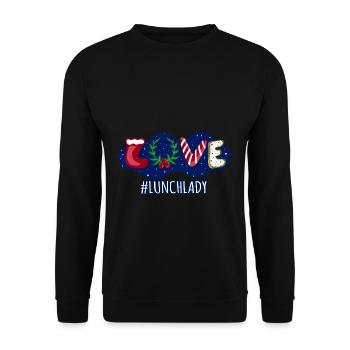 Liebe Weihnachten Schule Mittagessen Cafeteria Dame - Unisex Pullover - Schwarz - Vorne - Alina (178cm) & Michal (187cm)
