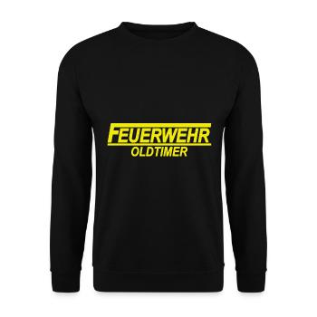 Feuerwehr Oldtimer - Ehrenamt - Feuerwehrauto - Unisex Pullover - Schwarz - Vorne - Alina (178cm) & Michal (187cm)