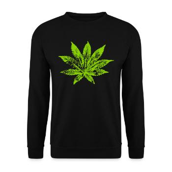 078 cannabisblatt - Unisex Pullover - Schwarz - Vorne - Alina (178cm) & Michal (187cm)