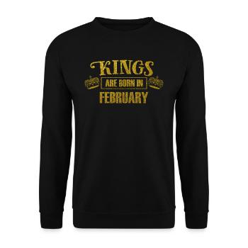Kings are born in february - birthday king - Unisex Sweatshirt - black - Front - Alina (178cm) & Michal (187cm)