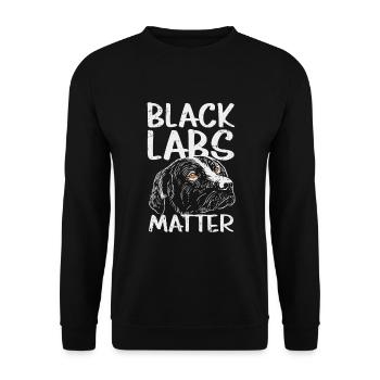 Schwarzer Labrador: Black Labs Matter - Unisex Pullover - Schwarz - Vorne - Alina (178cm) & Michal (187cm)