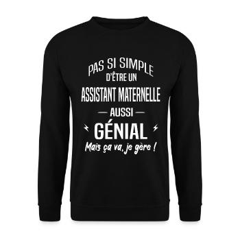 Assistant maternelle - Sweat-shirt Unisexe - noir - Devant - Alina (178cm) & Michal (187cm)