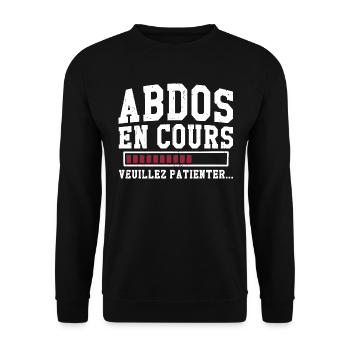 Abdos en cours veuillez patienter - Sweat-shirt Unisexe - noir - Devant - Alina (178cm) & Michal (187cm)