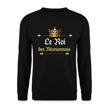 Le Roi Des Réunionnais Homme King île La Réunion - Sweat-shirt Unisexe - noir - Devant - Alina (178cm) & Michal (187cm)