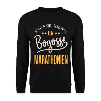 running bogosse marathonien cadeau marathon - Sweat-shirt Unisexe - noir - Devant - Alina (178cm) & Michal (187cm)