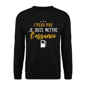J'Peux Pas Je Dois Mettre L'Essence | Humour - Sweat-shirt Unisexe - noir - Devant - Alina (178cm) & Michal (187cm)