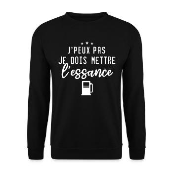 J'Peux Pas Je Dois Mettre L'Essence | Humour - Sweat-shirt Unisexe - noir - Devant - Alina (178cm) & Michal (187cm)