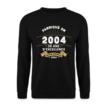 Hergestellt im Jahr 2004 20 Jahre ursprüngliche Exzellenz - Unisex Pullover - Schwarz - Vorne - Alina (178cm) & Michal (187cm)