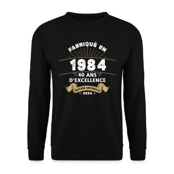Made in 1984 40 Years of Original Excellence - Unisex Sweatshirt - black - Front - Alina (178cm) & Michal (187cm)