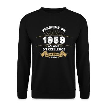 Hergestellt im Jahr 1959 65 Jahre Original-Exzellenz - Unisex Pullover - Schwarz - Vorne - Alina (178cm) & Michal (187cm)