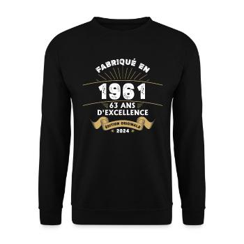 Hergestellt im Jahr 1961 63 Jahre Original-Exzellenz - Unisex Pullover - Schwarz - Vorne - Alina (178cm) & Michal (187cm)