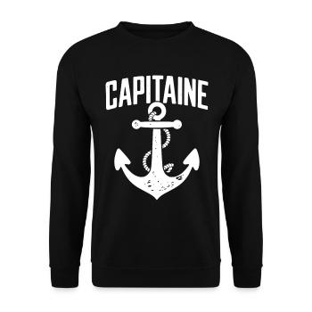 Capitaine – Design marin vintage et original - Sweat-shirt Unisexe - noir - Devant - Alina (178cm) & Michal (187cm)