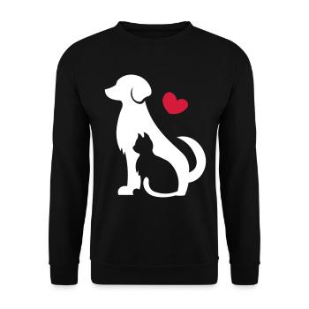 Chien avec chat - amis pour toujours - chat et chien - Sweat-shirt Unisexe - noir - Devant - Alina (178cm) & Michal (187cm)