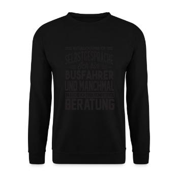 Busfahrer Bus Linienbus Verkehrsmittel - Unisex Pullover - Schwarz - Vorne - Alina (178cm) & Michal (187cm)