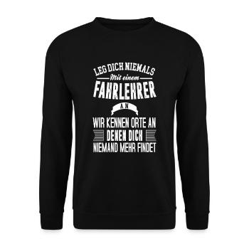 fahrlehrer - Unisex Pullover - Schwarz - Vorne - Alina (178cm) & Michal (187cm)