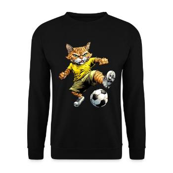 Katze Fussball - Unisex Pullover - Schwarz - Vorne - Alina (178cm) & Michal (187cm)