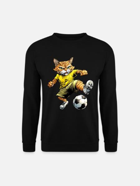 Katze Fussball - Unisex Pullover - Schwarz
