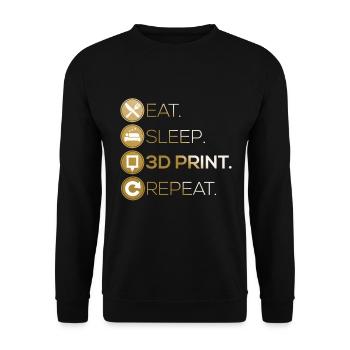 3D Drucker Eat Sleep Repeat - Unisex Pullover - Schwarz - Vorne - Alina (178cm) & Michal (187cm)