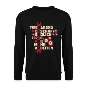 Rentner Ruhestand Ruheständler Spruch Geschenk - Unisex Pullover - Schwarz - Vorne - Alina (178cm) & Michal (187cm)