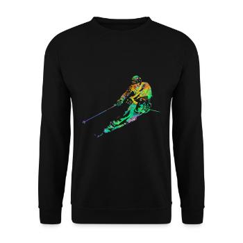 Skieur sports d'hiver vacances ski ski ski - Sweat-shirt Unisexe - noir - Devant - Alina (178cm) & Michal (187cm)