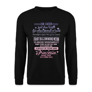 Tochter Vater Geschenk Spruch Liebevoll Danke Papa - Unisex Pullover - Schwarz - Vorne - Alina (178cm) & Michal (187cm)