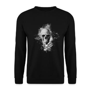 Musician skull microphone singer singer singing - Unisex Sweatshirt - black - Front - Alina (178cm) & Michal (187cm)