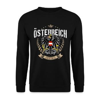 Österreich Adler Wappen Retro Austria Fahne Flagge - Unisex Pullover - Schwarz - Vorne - Alina (178cm) & Michal (187cm)