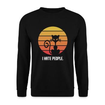Je déteste les gens chat rétro drôle cadeau - Sweat-shirt Unisexe - noir - Devant - Alina (178cm) & Michal (187cm)