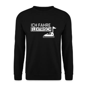 Autoscooter Kirmes Ich Fahre Elektrisch Geschenk - Unisex Pullover - Schwarz - Vorne - Alina (178cm) & Michal (187cm)