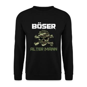 Herren Böser alter Mann Camouflage Tarnmuster - Unisex Pullover - Schwarz - Vorne - Alina (178cm) & Michal (187cm)