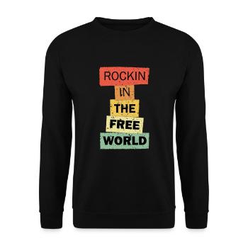 Rockin in the Free World funny quote saying gift - Unisex Sweatshirt - black - Front - Alina (178cm) & Michal (187cm)