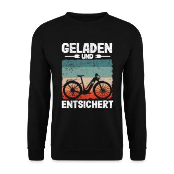 EBike Elektrofahrrad Ebike Geschenk Pedelec Lustig - Unisex Pullover - Schwarz - Vorne - Alina (178cm) & Michal (187cm)