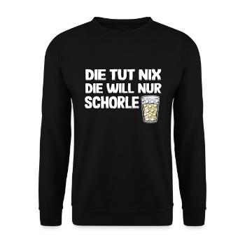 Pfälzerin Weinschorle Schorle Lustig Geschenk - Unisex Pullover - Schwarz - Vorne - Alina (178cm) & Michal (187cm)