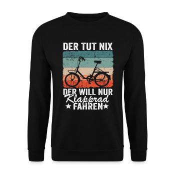 Klapprad Hobby Geschenk Papa Spruch Herren Lustig - Unisex Pullover - Schwarz - Vorne - Alina (178cm) & Michal (187cm)