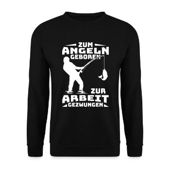Angler Angeln Fischen Angelrute Geschenk - Unisex Pullover - Schwarz - Vorne - Alina (178cm) & Michal (187cm)