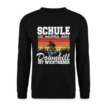 Downhill Mountainbike Kinder Geschenk MTB - Unisex Pullover - Schwarz - Vorne - Alina (178cm) & Michal (187cm)