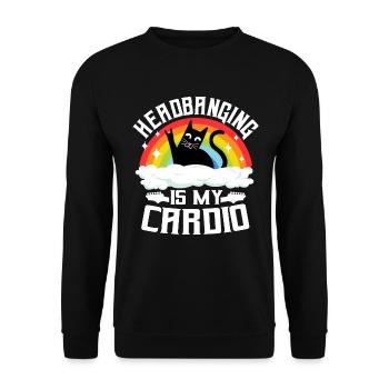 Heavy Metal Katzen Lustig Headbanging Katze - Unisex Pullover - Schwarz - Vorne - Alina (178cm) & Michal (187cm)
