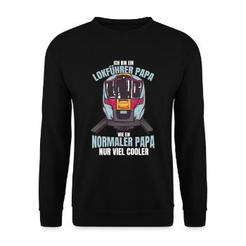 Lokführer Papa Zugführer Eisenbahn Geschenk - Unisex Pullover - Schwarz - Vorne - Alina (178cm) & Michal (187cm)